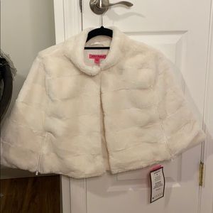 Betsey Johnson faux fur cape